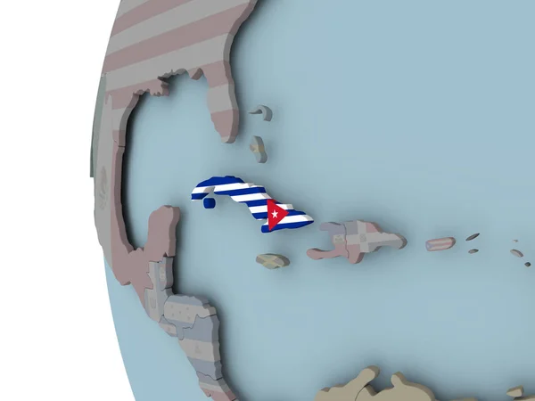Kuba Med Inbäddade Flagga Politiska Jordglob Illustration — Stockfoto
