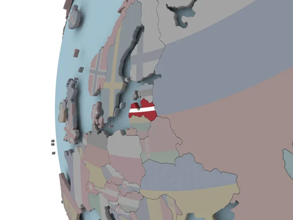Letonia Con Bandera Incrustada Mundo Político Ilustración —  Fotos de Stock