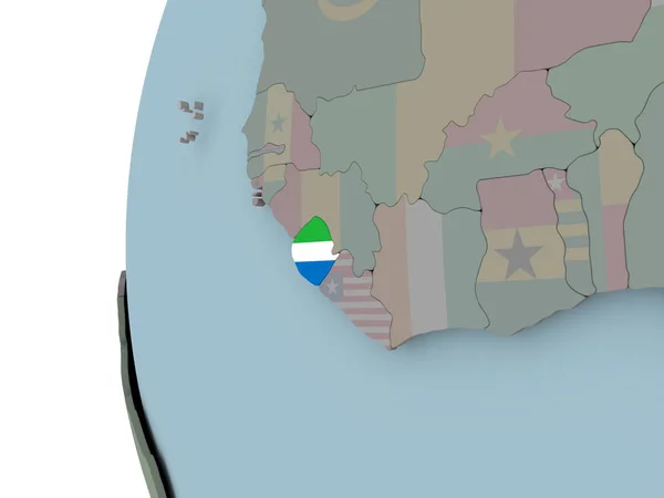 Sierra Leone Met Ingesloten Vlag Politieke Wereld Illustratie — Stockfoto