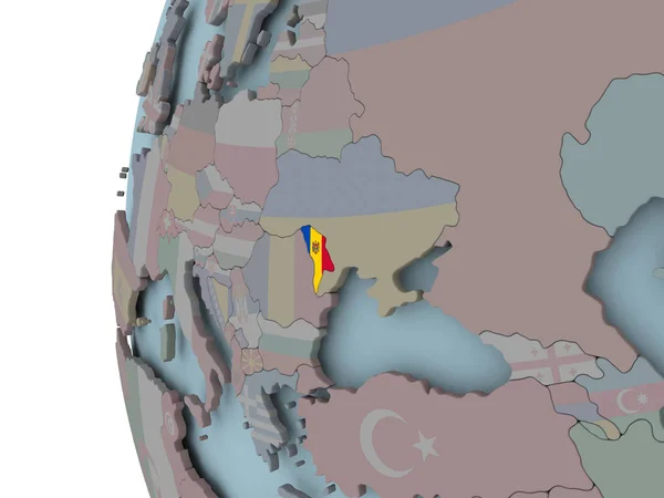 Moldavsko Vloženými Vlajky Politické Globe Obrázek — Stock fotografie