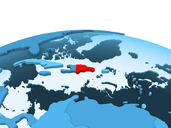 Karta Över Dominikanska Republiken Med Rött Blå Politiska Jordglob Med — Stockfoto