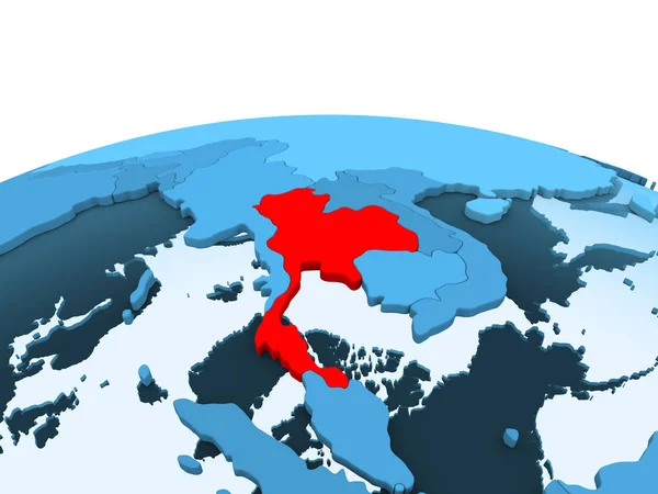 Mapa Tajlandii Czerwonego Niebieski Globus Polityczny Przezroczystym Oceanów Ilustracja — Zdjęcie stockowe