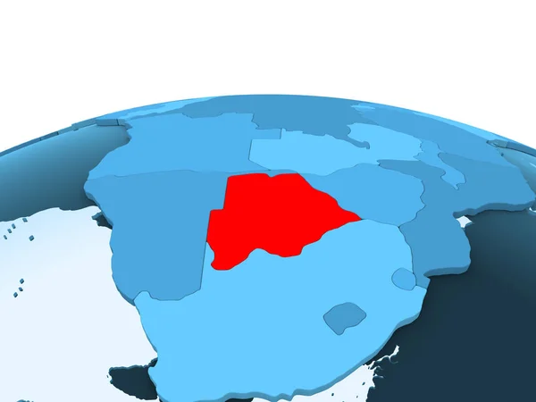 Mapa Botswana Rojo Sobre Globo Político Azul Con Océanos Transparentes —  Fotos de Stock