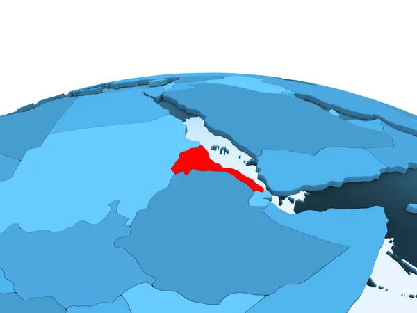 透明な海と青い政治世界の赤でエリトリアの地図 イラストレーション — ストック写真