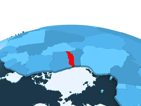 Mapa Togo Červené Barvě Modré Politické Zeměkoule Transparentní Oceány Obrázek — Stock fotografie