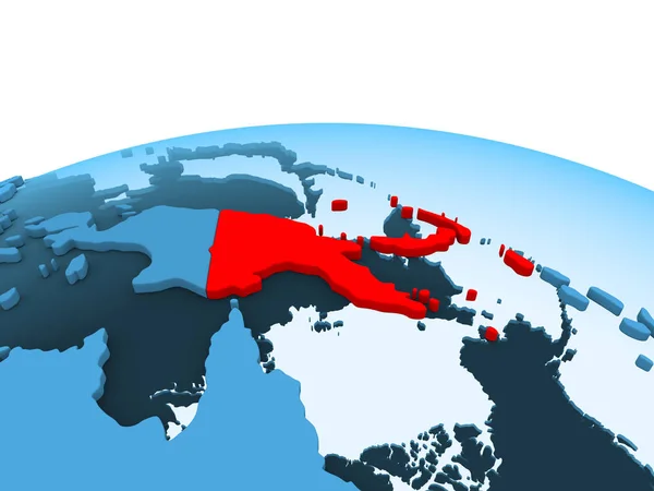 바다와 세계에 빨간색으로 파푸아 뉴기니의 일러스트 — 스톡 사진