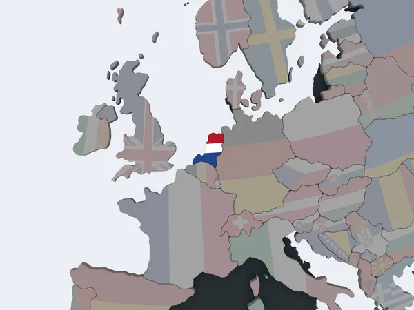 Netherlands Political Globe Embedded Flag Illustration — Stock Photo, Image