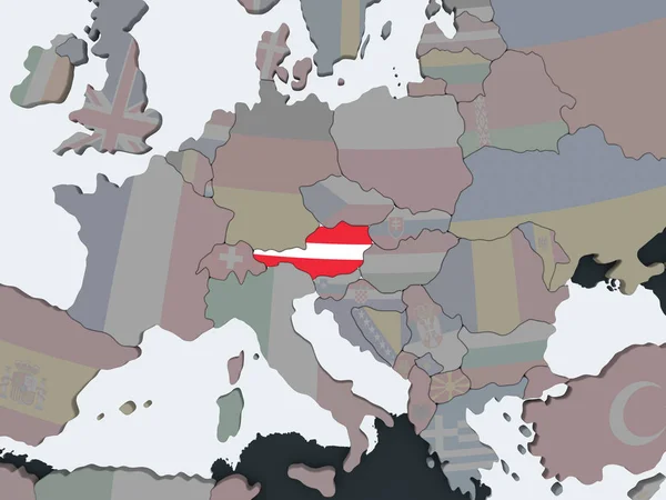 Áustria Globo Político Com Bandeira Embutida Ilustração — Fotografia de Stock