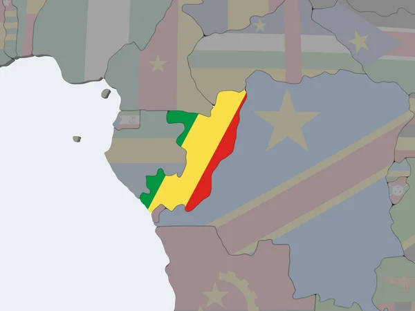 Congo Politieke Wereldbol Met Ingesloten Vlag Illustratie — Stockfoto