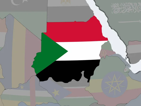 苏丹政治地球仪嵌入式标志 — 图库照片
