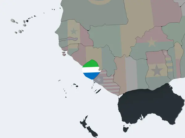 Serra Leoa Globo Político Com Bandeira Embutida Ilustração — Fotografia de Stock