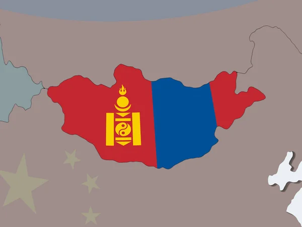 Mongolia Political Globe Embedded Flag Illustration — Stock Photo, Image