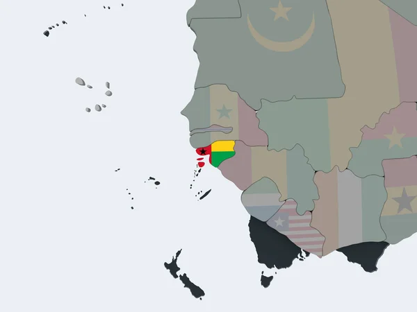 Guinee Bissau Inzake Politieke Wereldbol Met Ingesloten Vlag Illustratie — Stockfoto