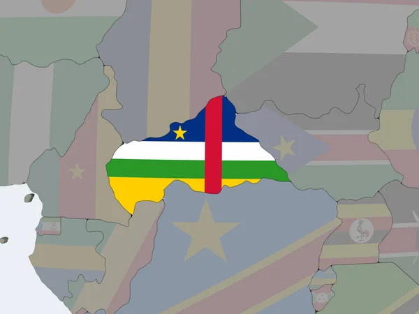 África Central Globo Político Com Bandeira Embutida Ilustração — Fotografia de Stock
