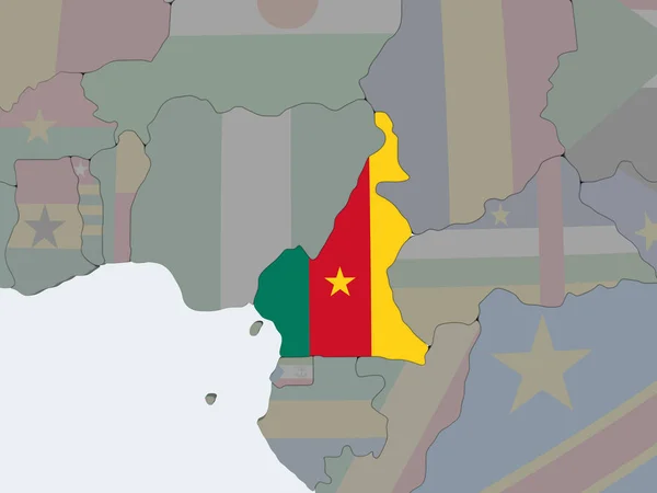 Camerún Globo Político Con Bandera Incrustada Ilustración — Foto de Stock