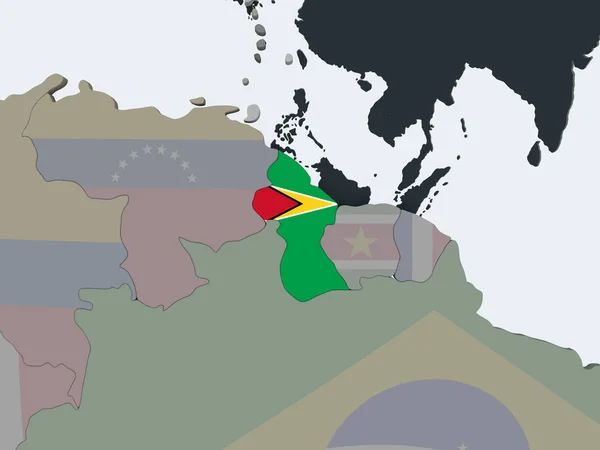 Guyana Politiska Jordglob Med Inbäddade Flagga Illustration — Stockfoto