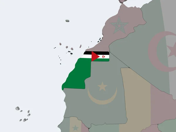 Westelijke Sahara Politieke Wereldbol Met Ingesloten Vlag Illustratie — Stockfoto