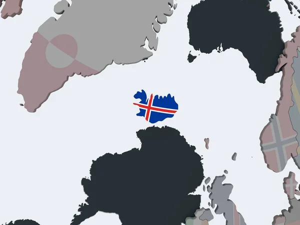 Islandia Mundo Político Con Bandera Incrustada Ilustración — Foto de Stock