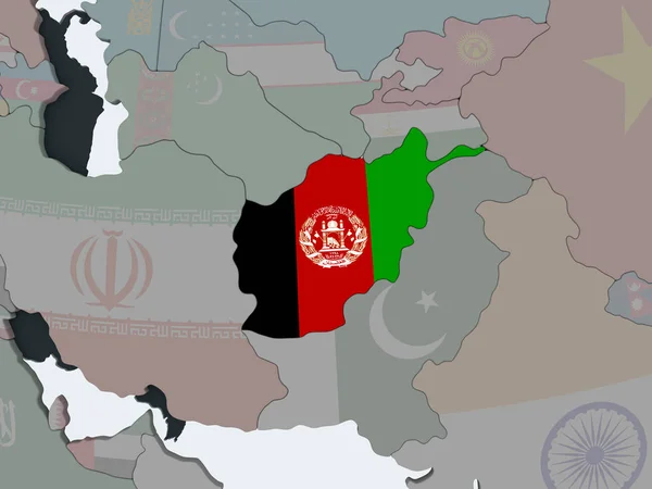Afghanistan Auf Dem Politischen Globus Mit Eingebetteter Flagge Illustration — Stockfoto