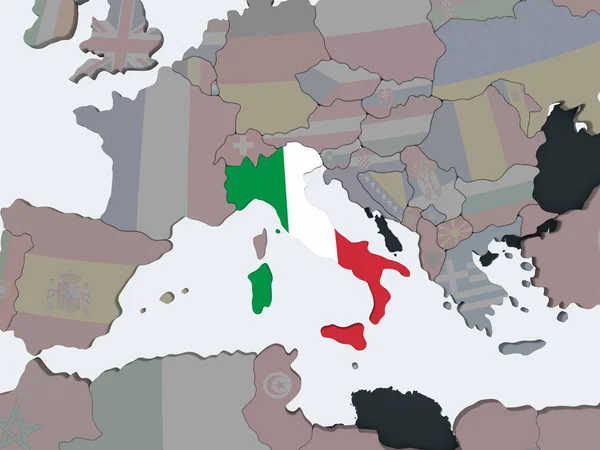 Politikai Globe Beágyazott Zászló Olaszország Illusztráció — Stock Fotó