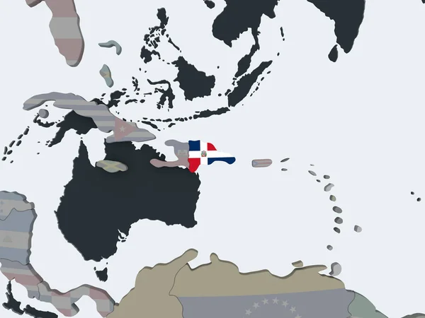 Доминиканская Республика Политическом Глобусе Встроенным Флагом Иллюстрация — стоковое фото