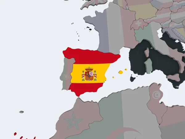 西班牙在政治地球仪嵌入式标志 — 图库照片