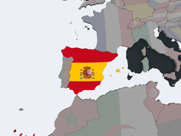 España Mundo Político Con Bandera Incrustada Ilustración — Foto de Stock