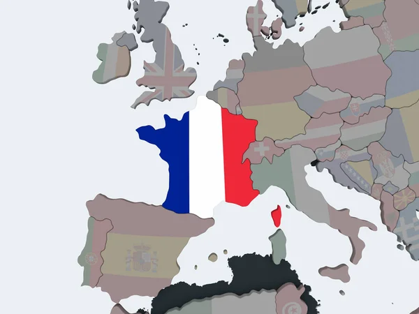 Francie Politické Globe Vloženými Vlajky Obrázek — Stock fotografie