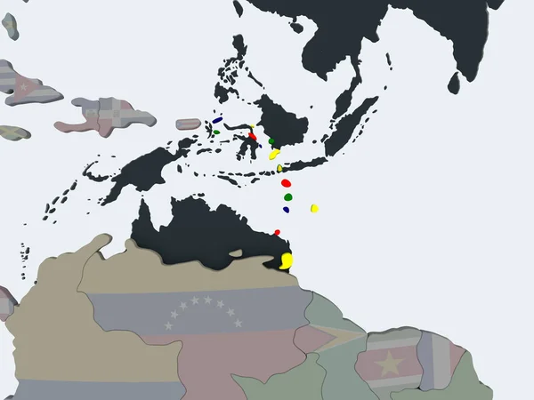 カリブ海埋め込みフラグと政治の世界に イラストレーション — ストック写真