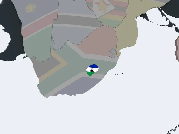 Лесото Политическом Глобусе Встроенным Флагом Иллюстрация — стоковое фото