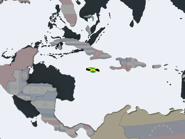 Jamajka Globus Polityczny Flagą Osadzonych Ilustracja — Zdjęcie stockowe