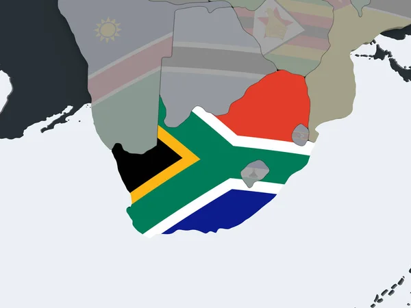 Sydafrika Politiska Jordglob Med Inbäddade Flagga Illustration — Stockfoto