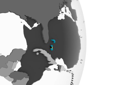 Bahamalar katıştırılmış bayrak ile gri siyasi dünya üzerinde. 3D çizim.