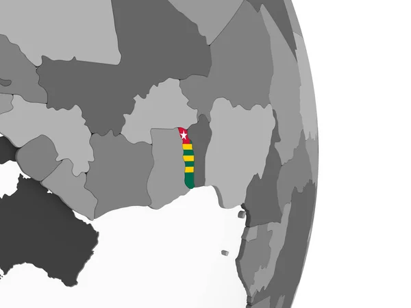Togo Gray Political Globe Embedded Flag Illustration — Stock Photo, Image