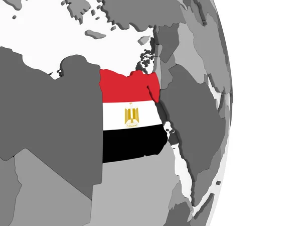 Egypte Grijze Politieke Wereldbol Met Ingesloten Vlag Illustratie — Stockfoto