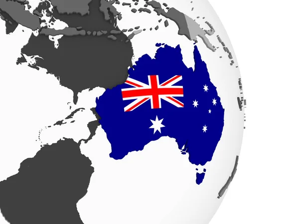 Australia Szary Globus Polityczny Flagą Osadzonych Ilustracja — Zdjęcie stockowe