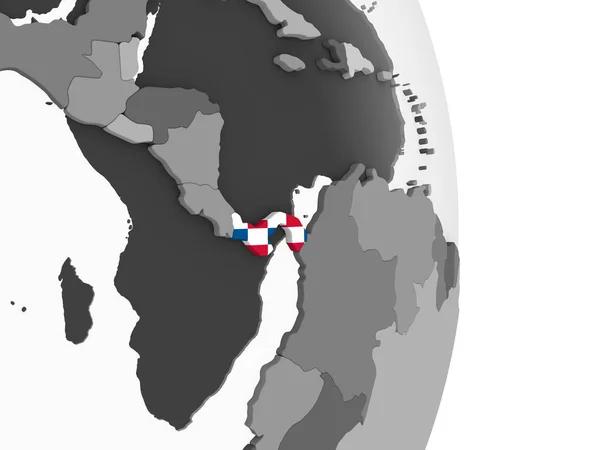Panama Grijze Politieke Wereldbol Met Ingesloten Vlag Illustratie — Stockfoto