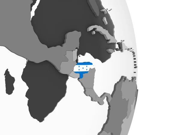 Honduras Szürke Politikai Globe Beágyazott Zászló Illusztráció — Stock Fotó