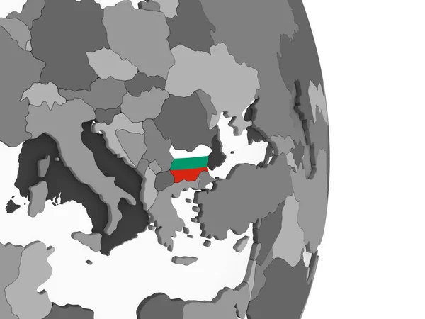 Bulgária Szürke Politikai Globe Beágyazott Zászló Illusztráció — Stock Fotó
