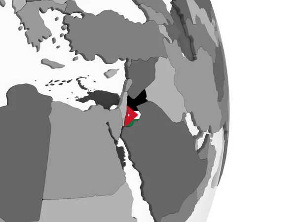 Jordania Globo Político Gris Con Bandera Incrustada Ilustración —  Fotos de Stock