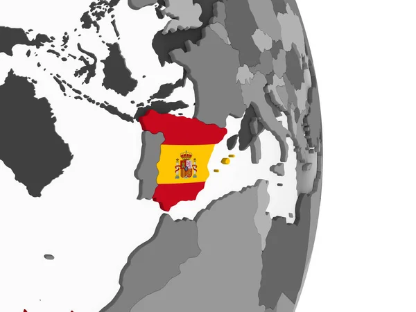 Spain Gray Political Globe Embedded Flag Illustration — Stock Photo, Image