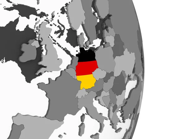 Niemcy Szary Globus Polityczny Flagą Osadzonych Ilustracja — Zdjęcie stockowe