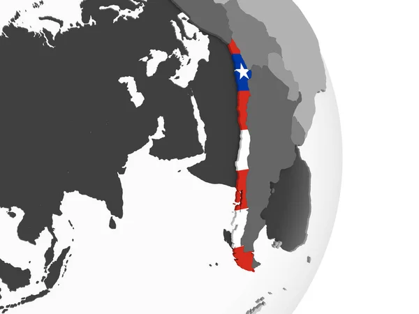 埋め込みフラグと灰色の政治世界のチリ イラストレーション — ストック写真