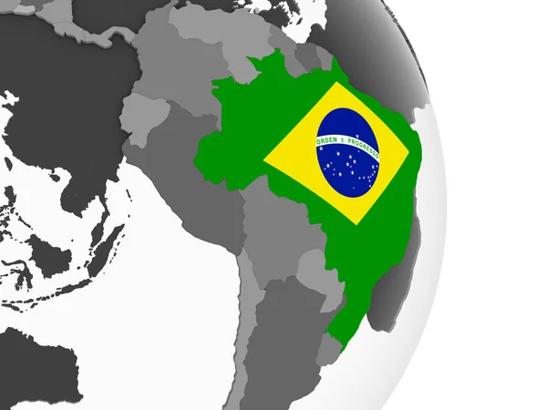 埋め込みフラグと灰色の政治世界のブラジル イラストレーション — ストック写真