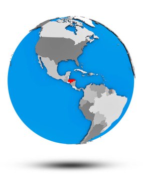 Honduras beyaz arka plan üzerinde izole gölge ile siyasi dünya üzerinde. 3D çizim.