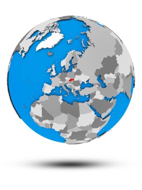Slovakya beyaz arka plan üzerinde izole gölge ile siyasi dünya üzerinde. 3D çizim.