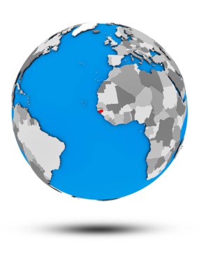 Gine-Bissau beyaz arka plan üzerinde izole gölge ile siyasi dünya üzerinde. 3D çizim.