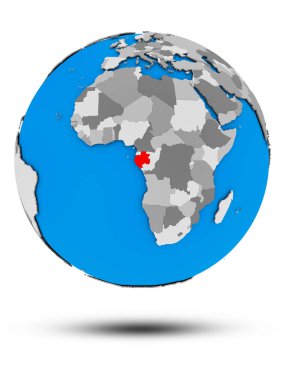 Gabon beyaz arka plan üzerinde izole gölge ile siyasi dünya üzerinde. 3D çizim.