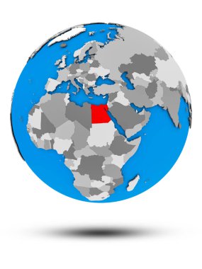 Mısır gölge beyaz arka plan üzerinde izole ile siyasi dünya üzerinde. 3D çizim.