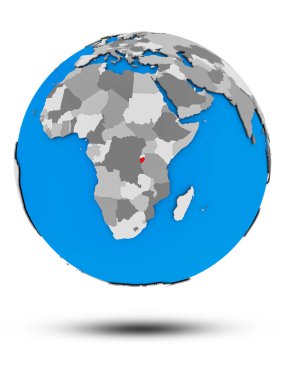 Burundi beyaz arka plan üzerinde izole gölge ile siyasi dünya üzerinde. 3D çizim.